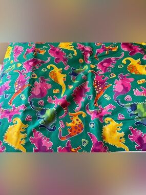 Sewing Quilting Material Hoffman Rainbow Rascals Dinosaurs Green Purple 3 3/4 Yd